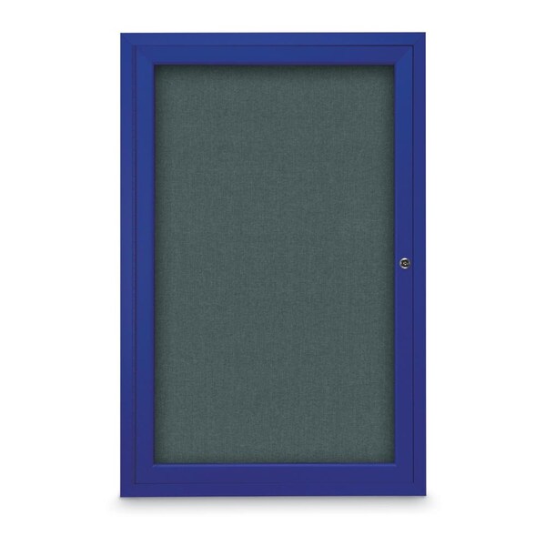 Slim Enclosed Corkboard, 18"x24", Satin Alum Frame/Black